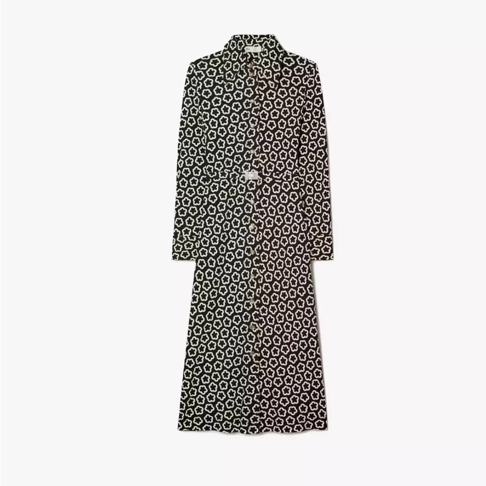 NWT TORY BURCH Flower Jersey Knit polo black and white patterened Dress as 2